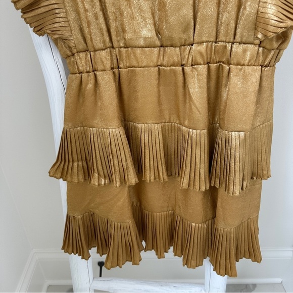 fab'rik Gold Sleeveless Ruffled Mini Dress Size Small - Picture 7 of 11